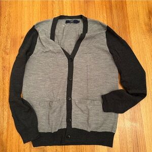 J.Crew Men's Cardigan Sweater Gray  Knit 100% Merino Wool Long Sleeve Small (#1)